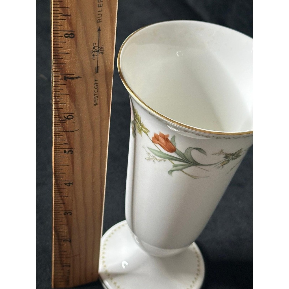 VTG Westwood Mirabelle Trumpet Floral Vase Decorative Pedestal Cottagecore 7" H - Picture 8 of 10